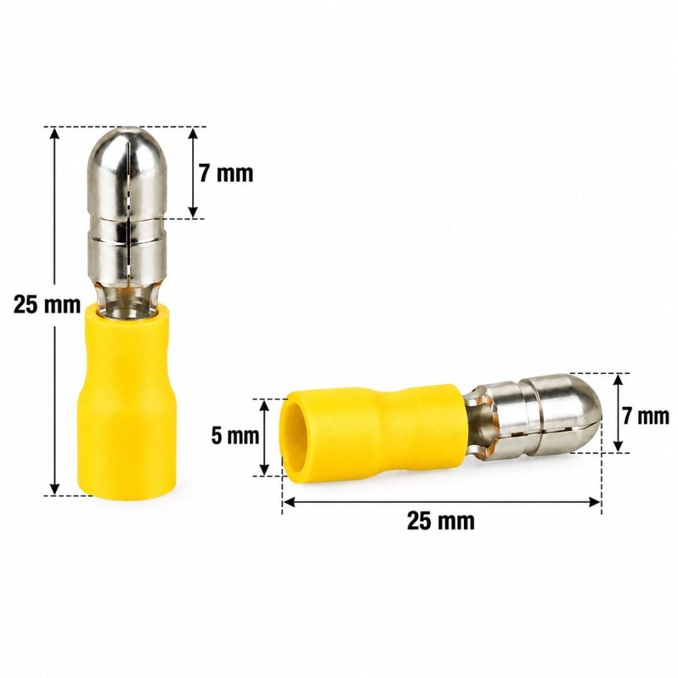 Powermaster PM-39082 4-6Mm2 Kesit 25X7x5mm Soket Sarı İzoleli Kablo Pabucu