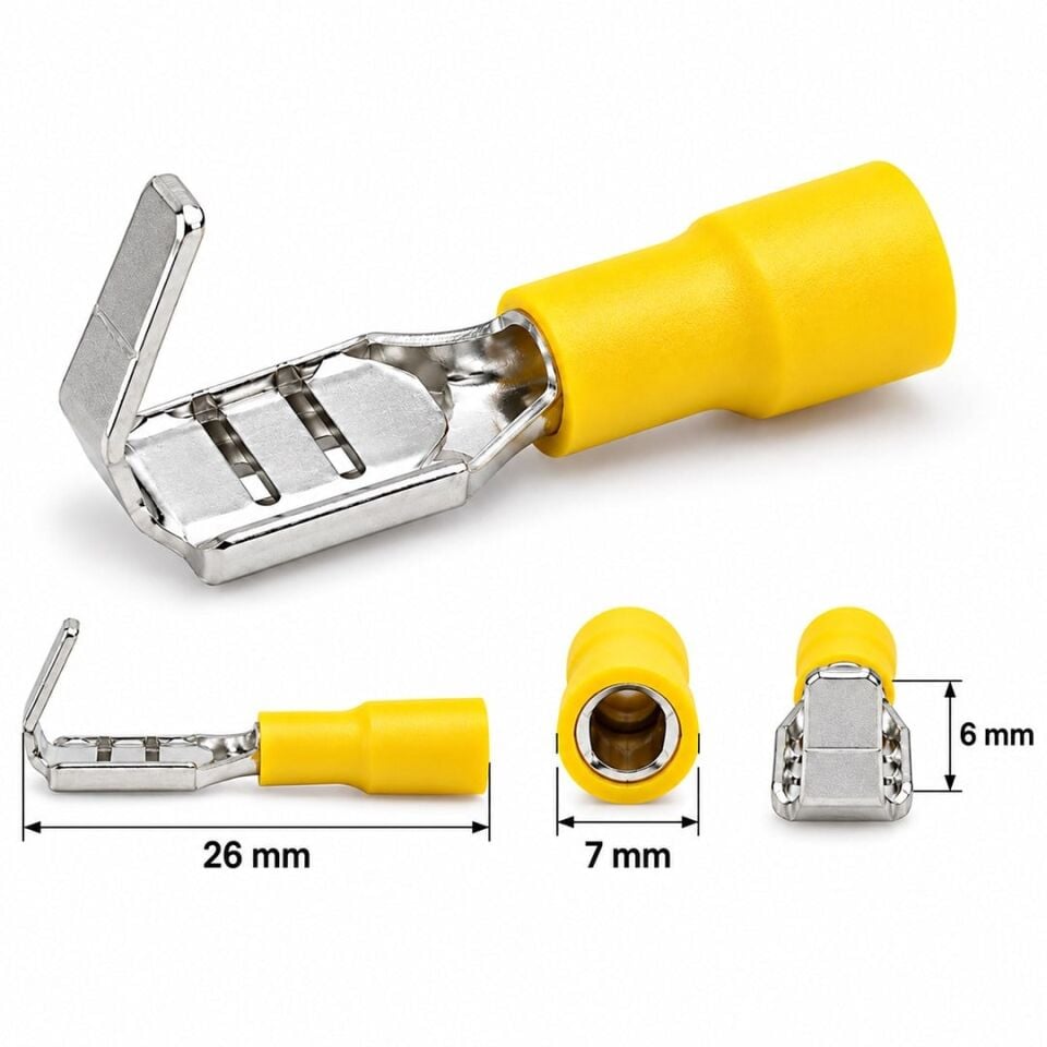 Powermaster PM-39076 4-6Mm2 Kesit 26X7x6mm Soket Sarı İzoleli Kablo Pabucu