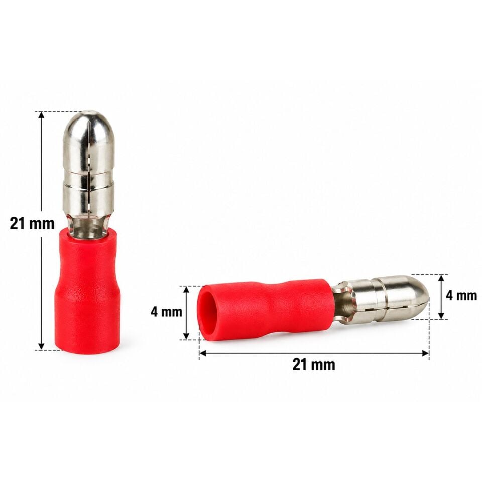 Powermaster PM-39072 0,5-1,5Mm2 Kesit 21X4x4mm Soket Kırmızı İzoleli Kablo Pabucu