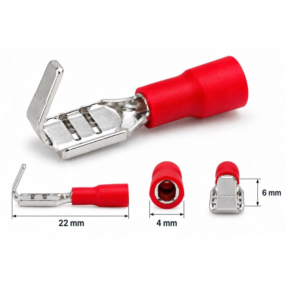 Powermaster PM-39066 0,5-1,5Mm2 Kesit 23X5x6mm Soket Kırmızı İzoleli Kablo Pabucu