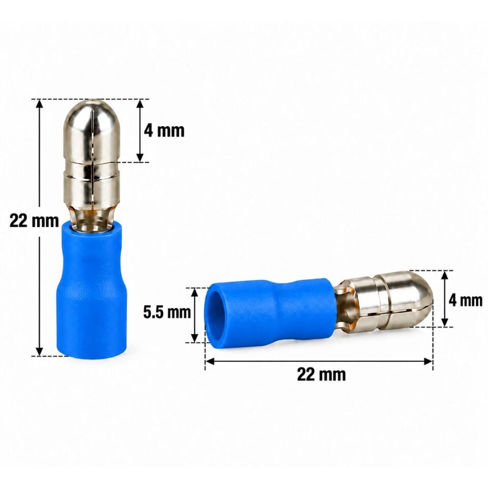 Powermaster PM-39062 1,5-2,5Mm2 Kesit 21,5X4x5,5Mm Soket Mavi İzoleli Kablo Pabucu