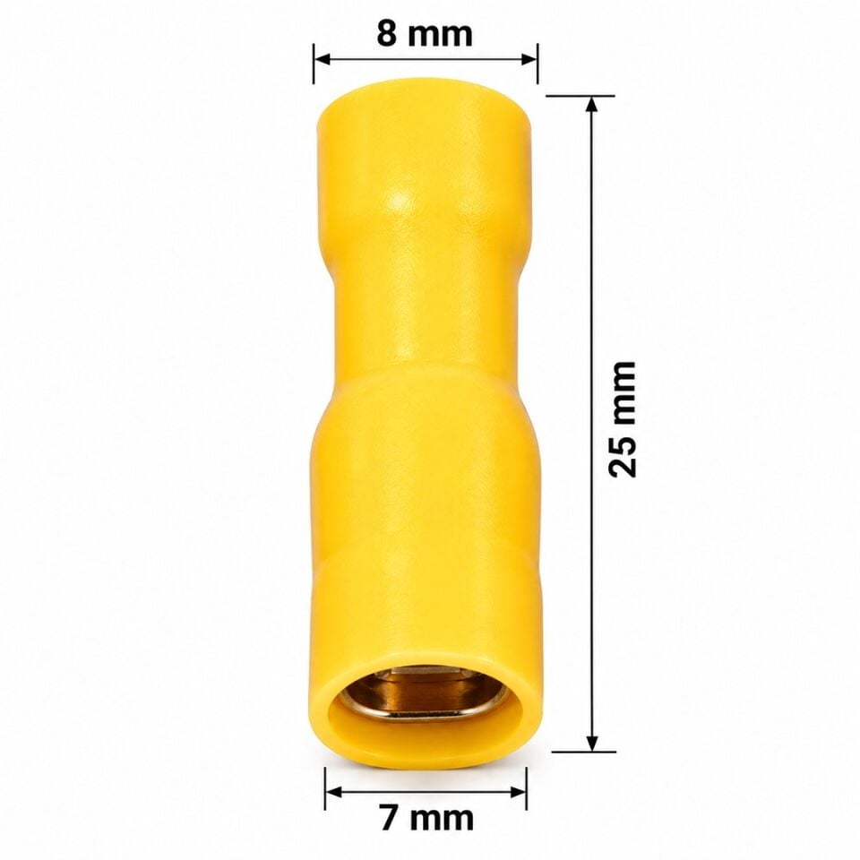 Powermaster PM-39074 4-6Mm2 Kesit 25X8x7mm Soket Sarı İzoleli Kablo Pabucu