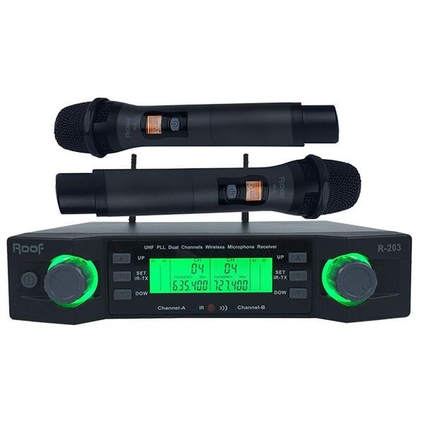 Roof R-203 2 El 2 Kanal UHF Kablosuz Telsiz Mikrofon