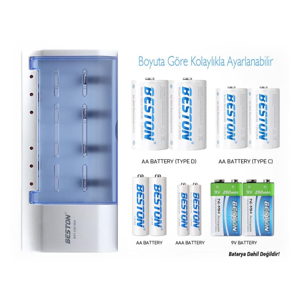 Beston BST-C821BW Universal Pil Şarj Cihazı