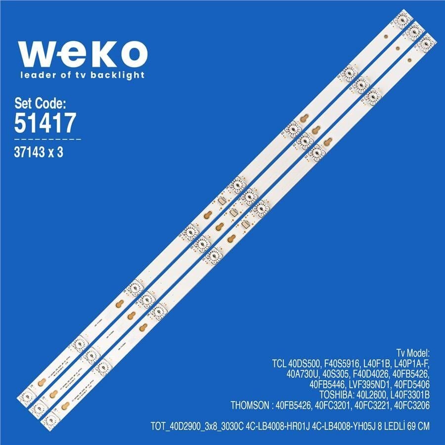 Wkset-6417 37143X3 Tot_40D2900_3X8_3030C 4C-Lb4008-Hr01j  3 Adet Led Bar