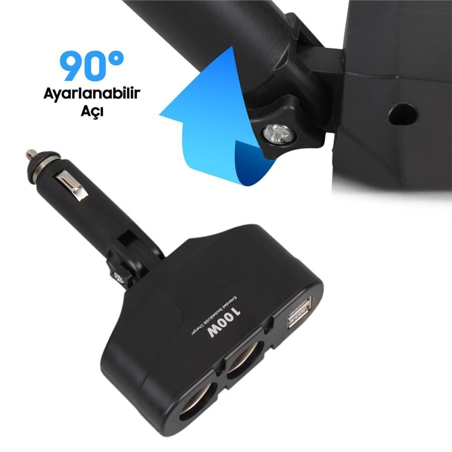 Olesson 1652 12-24V 100 Watt 2'Li Araç Çakmak Çoklayıcı