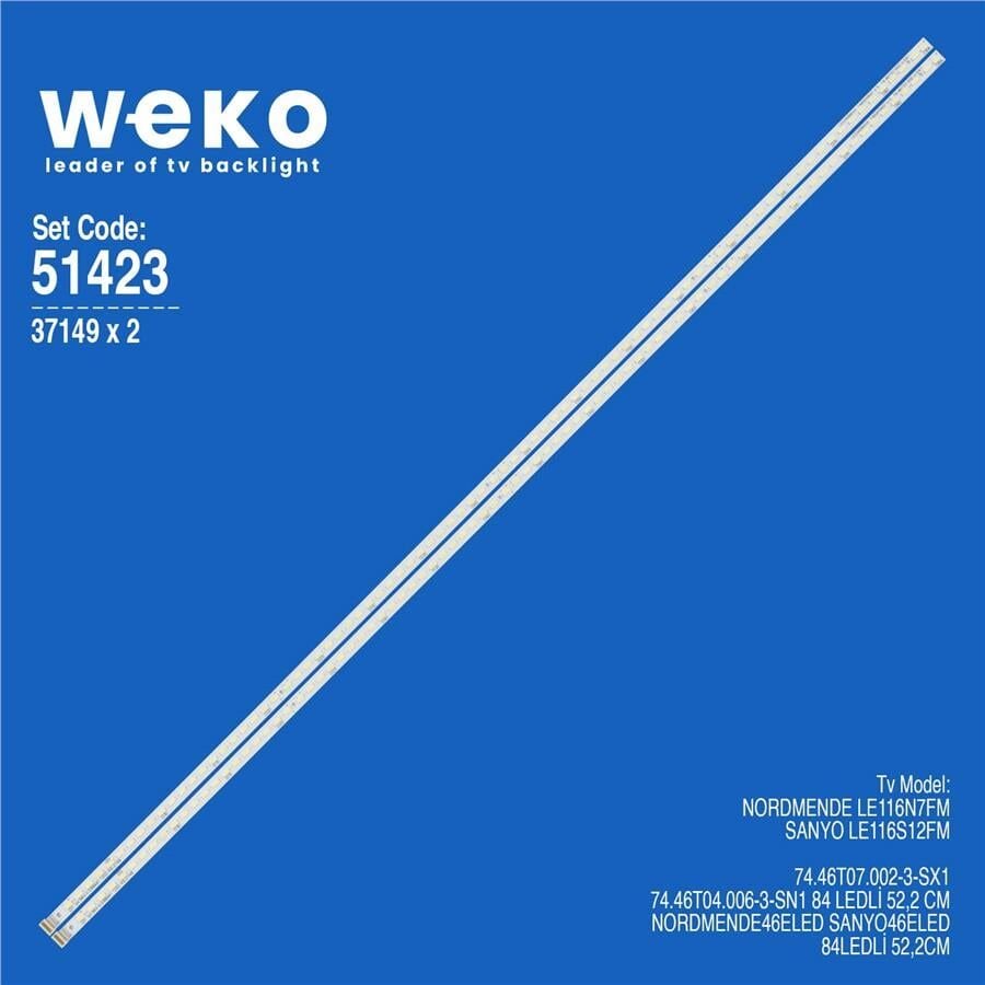 Wkset-6423 37149X2 74.46T07.002-3-Sx1 74.46T04.006-3-Sn1  2 Adet Led Bar (84Led)