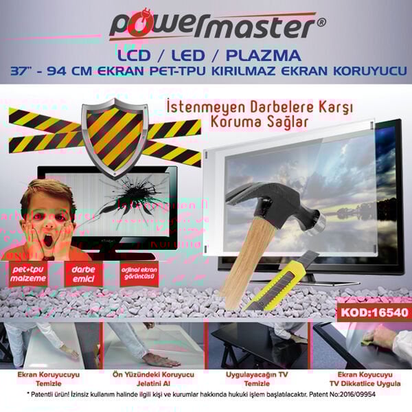 Powermaster Tv Ekran Koruyucu Film 37'' inc 94 Cm