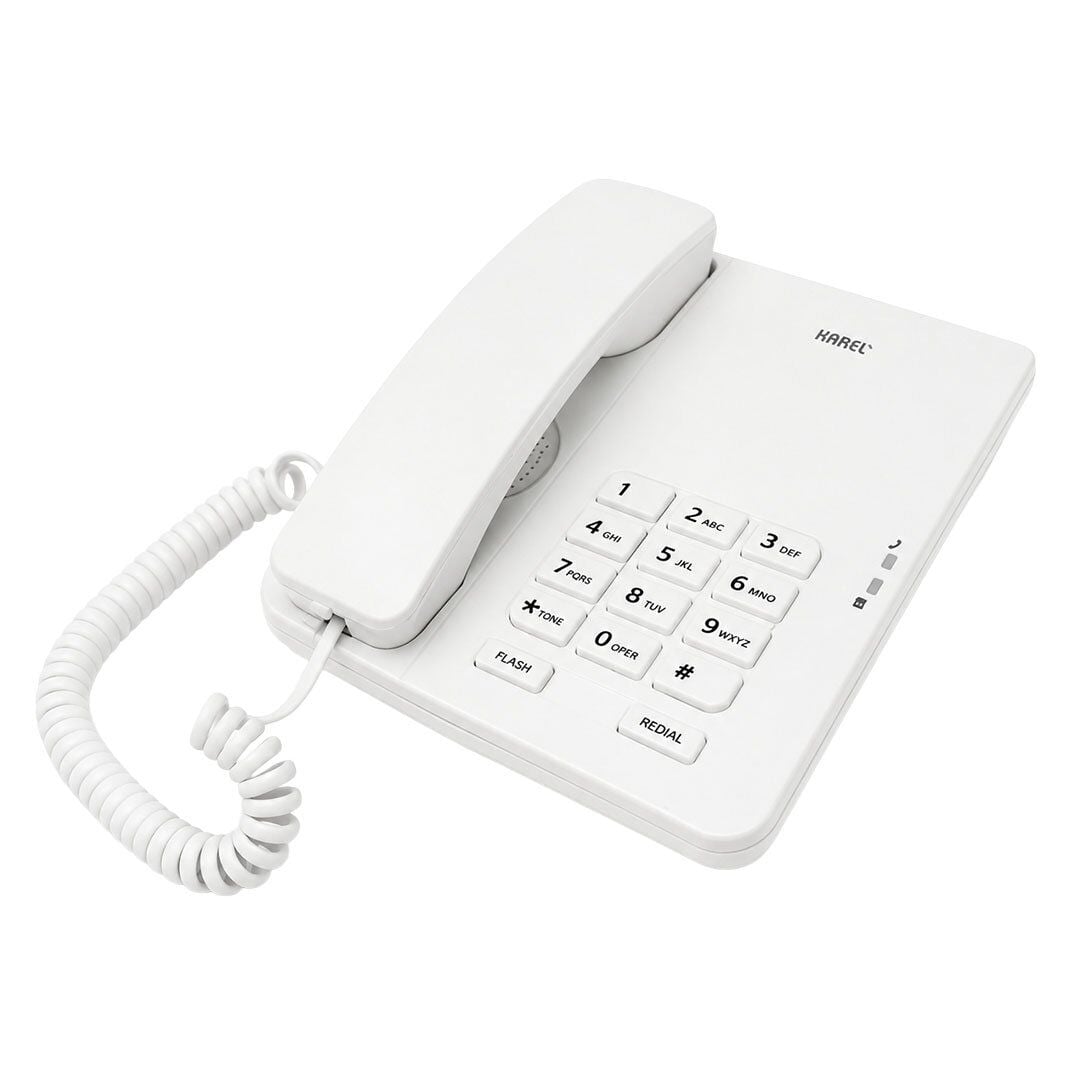 Karel TM-140 Analog Kablolu Ekransız Beyaz Masaüstü Telefon