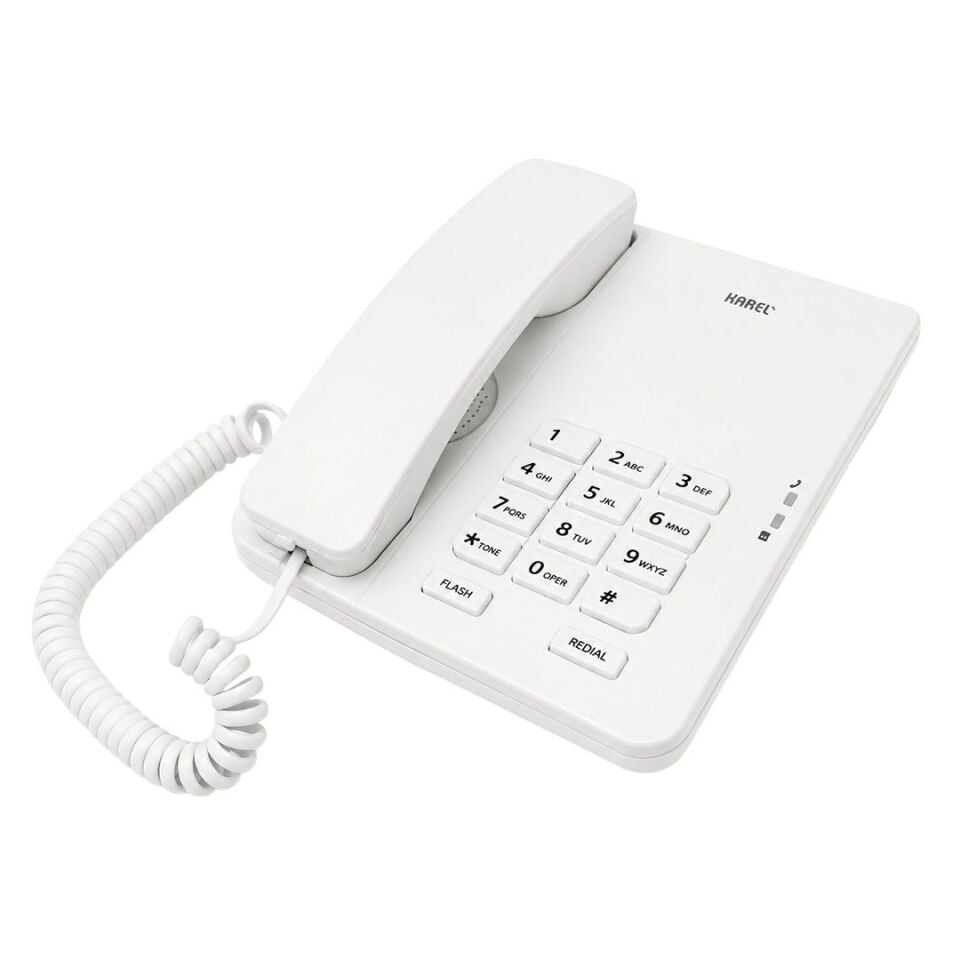 Karel TM-140 Analog Kablolu Ekransız Beyaz Masaüstü Telefon