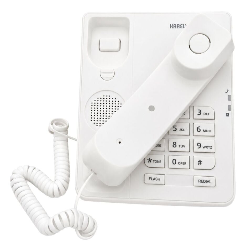 Karel TM-140 Analog Kablolu Ekransız Beyaz Masaüstü Telefon