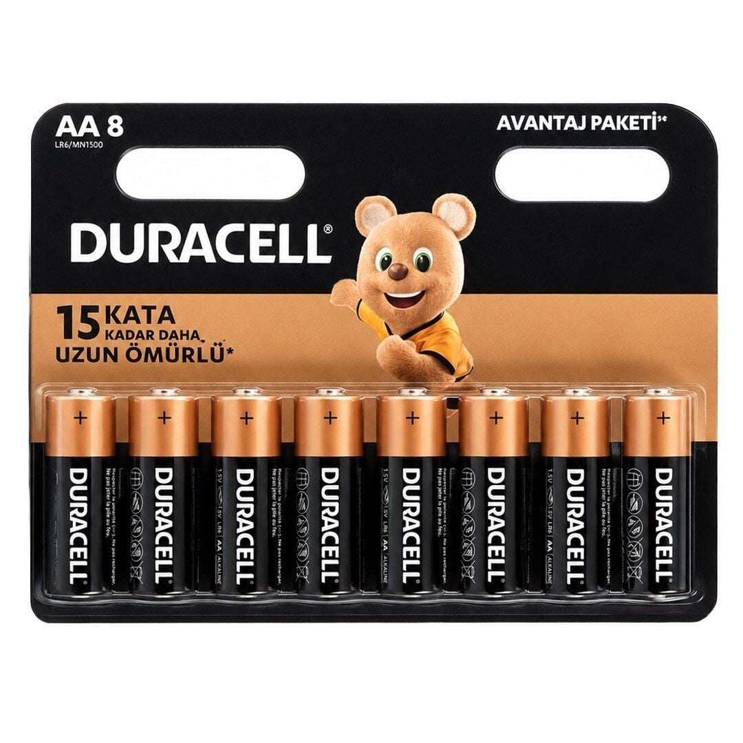 Duracell LR6 MN1500 AA 1.5V Kalem Alkalin Pil 8'li