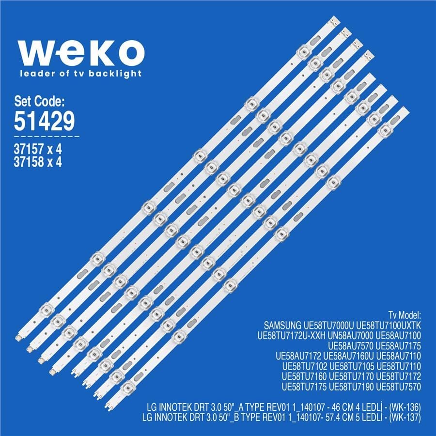 Wkset-6429 37157X4 37158X4 V0T7-580Sma/B-R0 8 Adet Led Bar