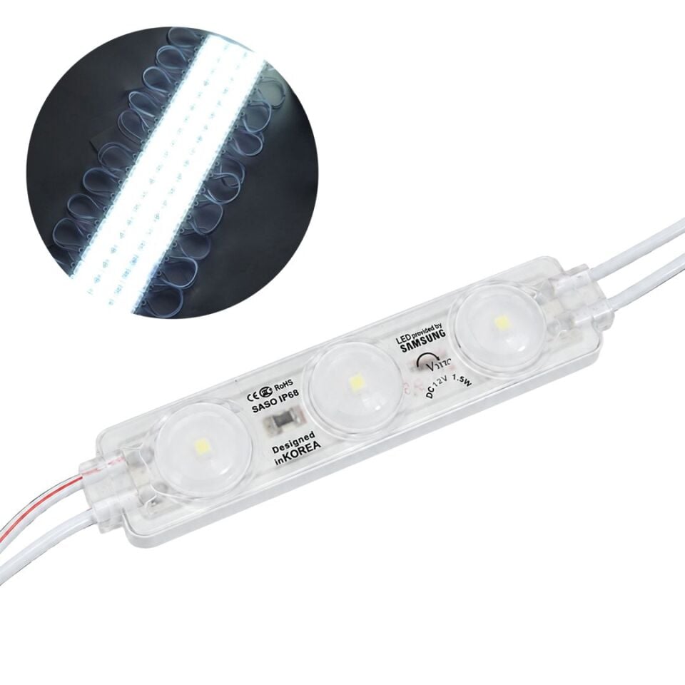 Powermaster 7516 75x15mm DC 12V 1.5W Soğuk Beyaz Modül LED