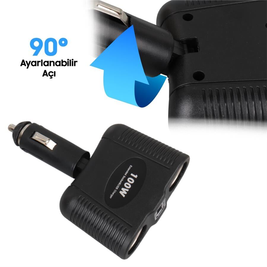Olesson 1646 12-24V 100 Watt 2'Li Araç Çakmak Çoklayıcı