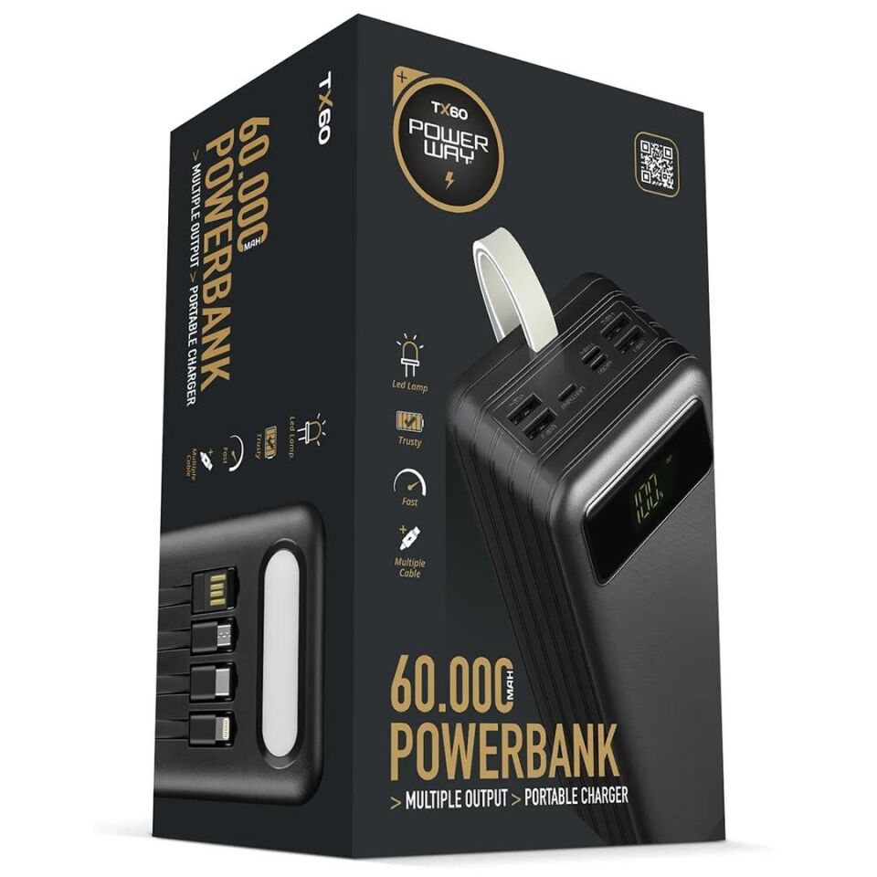 Powerway TX60 60000 mAh Dijital Göstergeli Powerbank