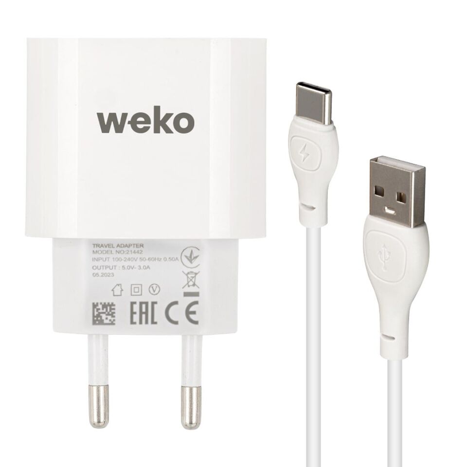 Weko WK-21442 PDU QC 3.0 Amper Telefon Şarj Başlık Adaptörü