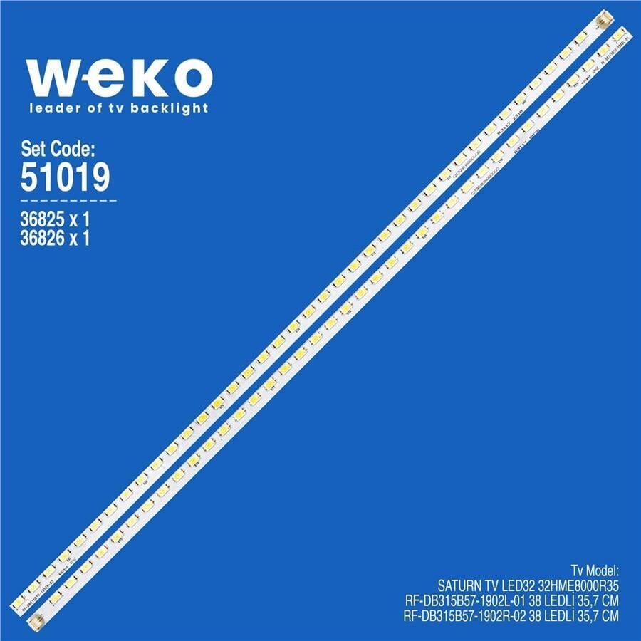 Wkset-6019 36825X1 36826X1 Rf-Db315b57-1902L/R 2 Adet Led Bar (38Led)