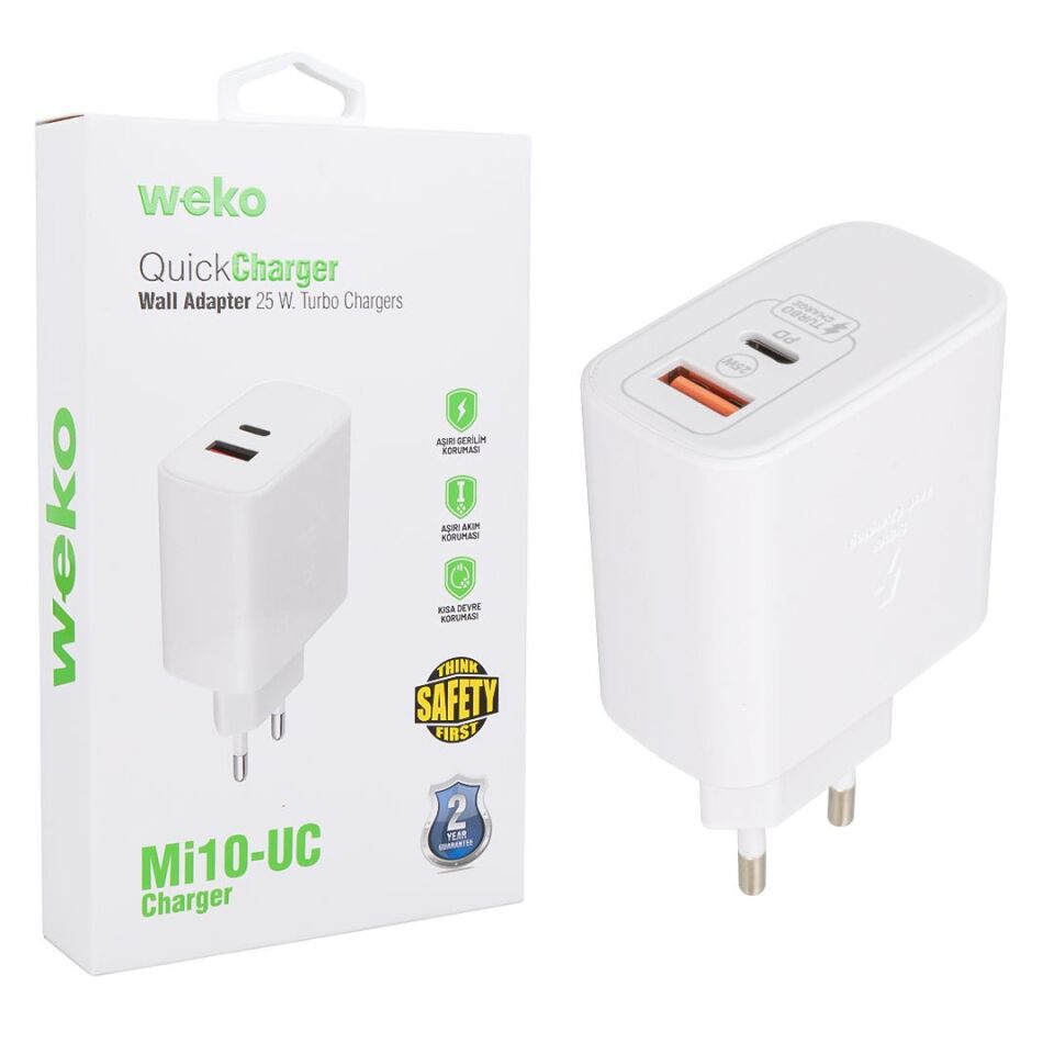 Weko WK-21446 Mi10-UC Type-C + USB Telefon Şarj Adaptörü