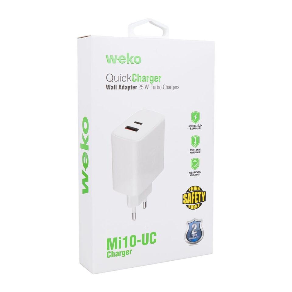 Weko WK-21446 Mi10-UC Type-C + USB Telefon Şarj Adaptörü