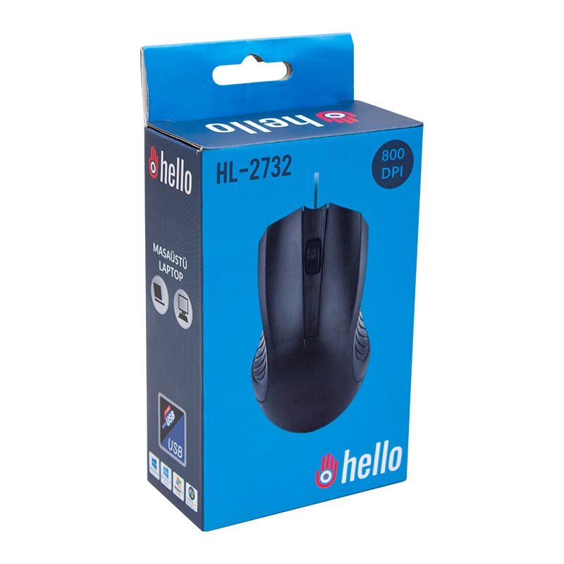 Hello HL-2732 Siyah 800 DPI Usb Kablolu Mouse