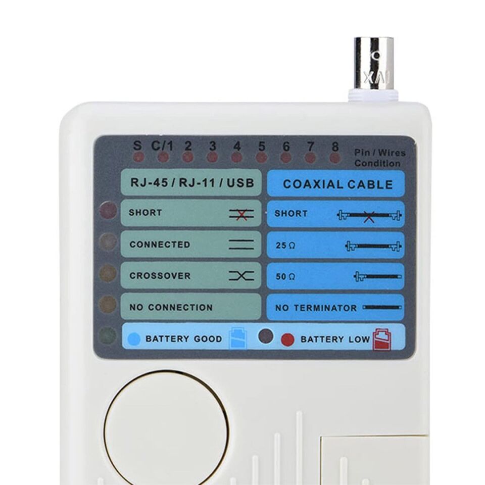 Powermaster PM-20629 Rj11+Rj45+Usb+Bnc Kablo Test Cihazı