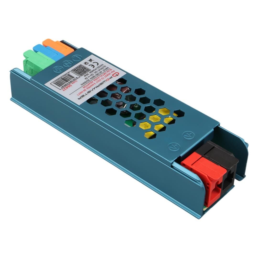 Powermaster PM-26827 12 Volt 3 Amper 36 Watt Slim Metal Kasa Adaptör