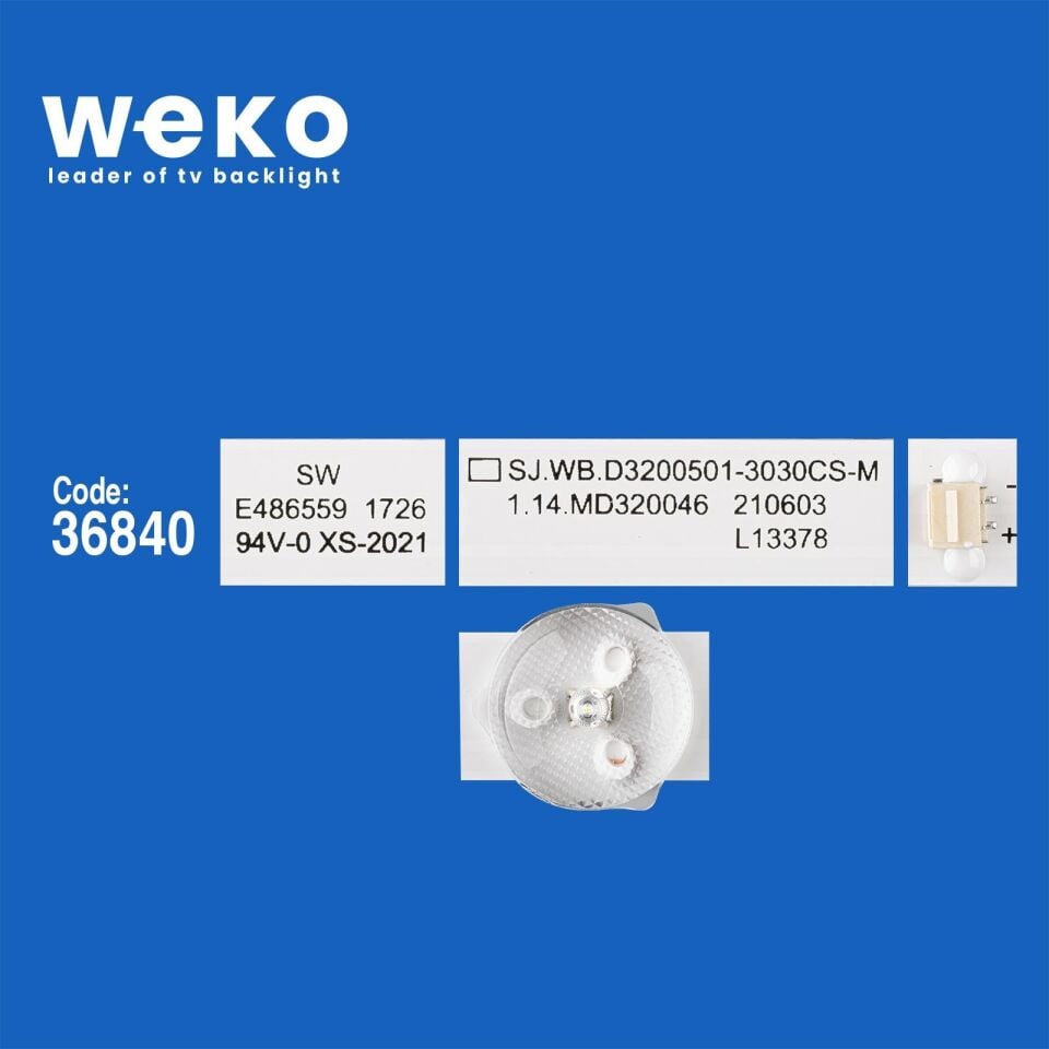 Wkset-6034 36840X2 Sj.Ym.D3200501-3030As-M 1.14.Md320167 200508 2 Adet Led Bar (3V6led56,5Cm)