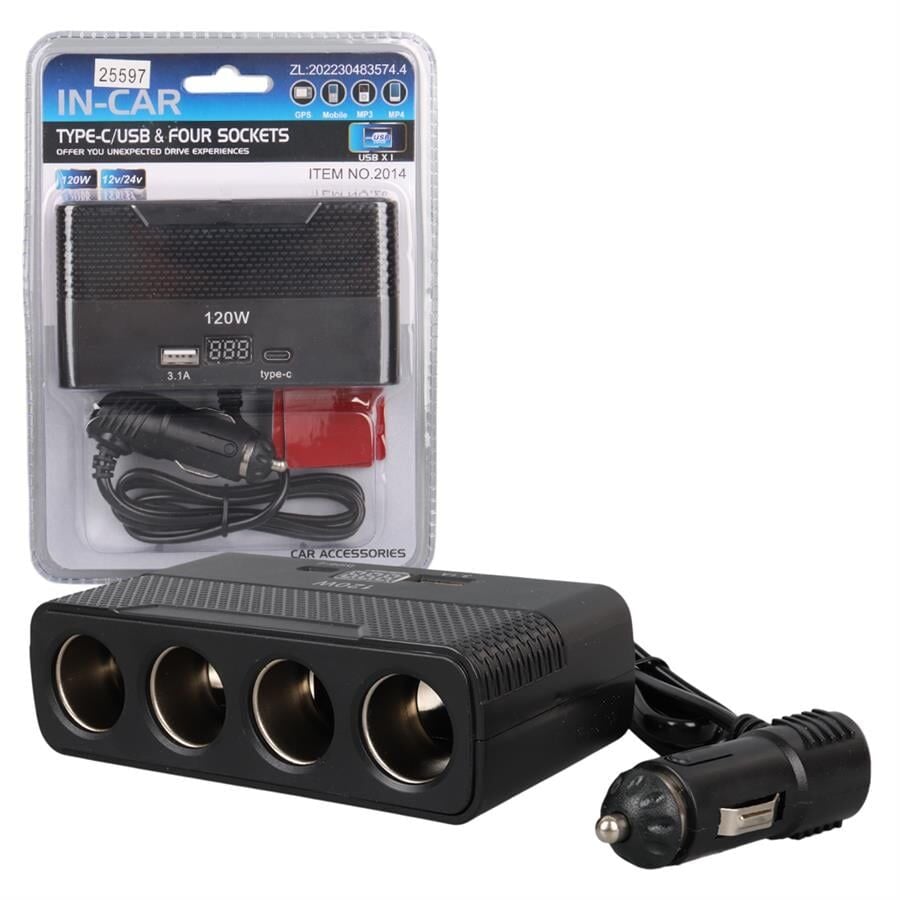Olesson 2014 12-24V 120 Watt 4'Lü Araç Çakmak Çoklayıcı