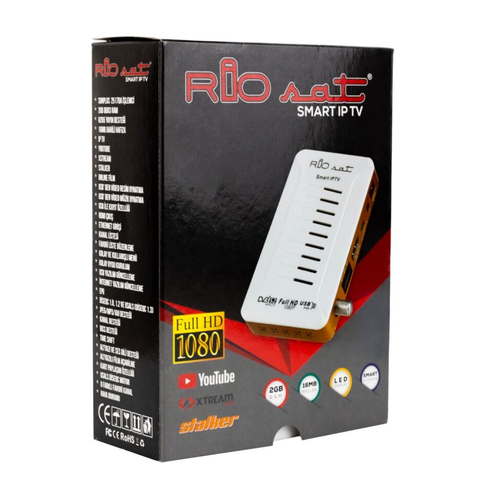 Riosat Smart IP Tv Full HD 1080P Youtube Xtream 2 GB Ram Smart Akıllı Kumandalı Uydu Alıcısı