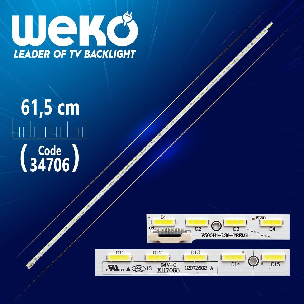V500D2 - LS1 - TREM1 - ( 56 LEDLİ ) - 61.5 CM - (RİGHT) - (WK-692) Tv Led Bar