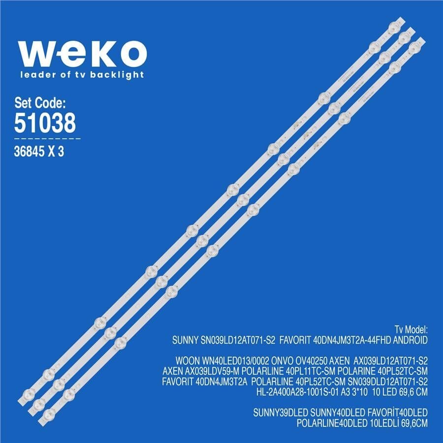 Wkset-6038 36845X3 Hl-2A400A28-1001S-01 A3 3*10 3 Adet Led Bar