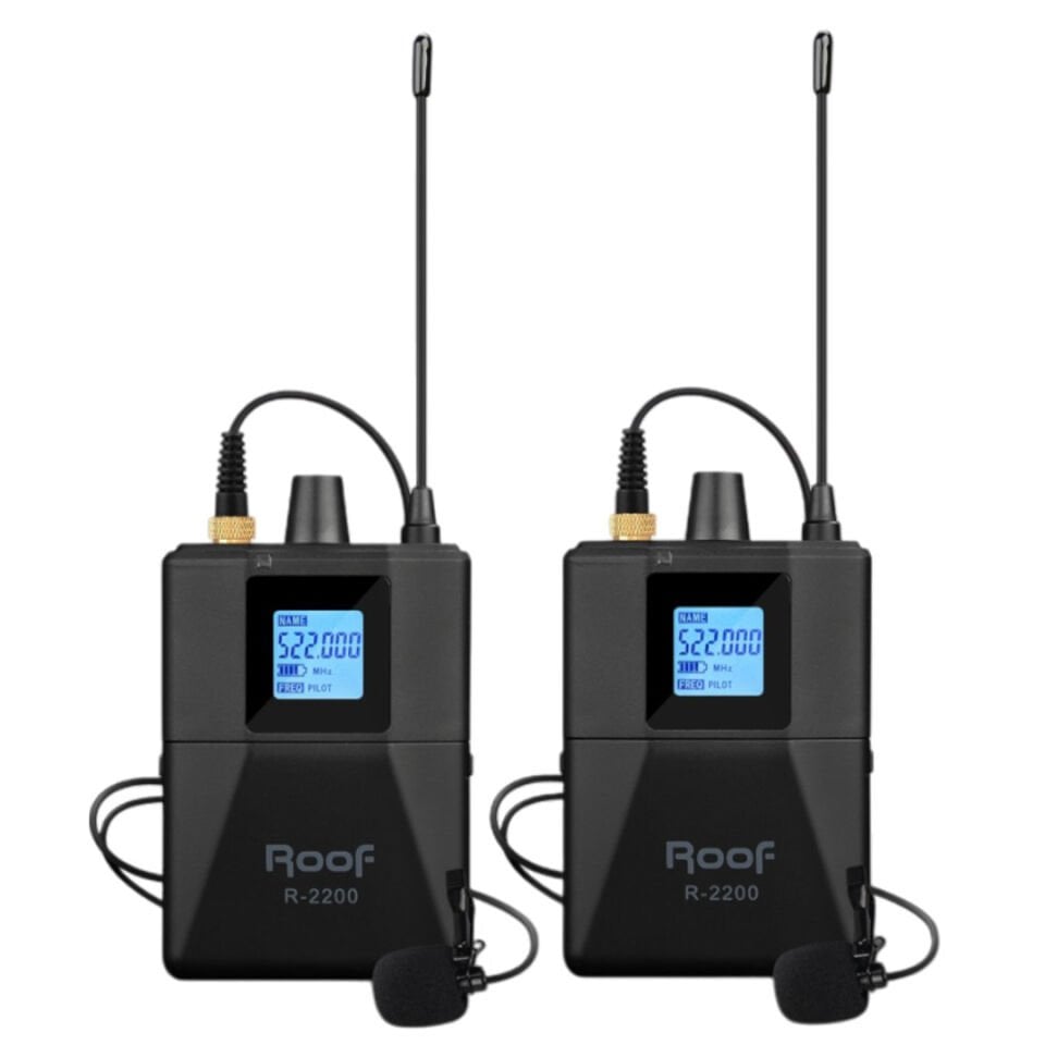 Roof R-2200 UHF 2 Yaka Kablosuz Telsiz Mikrofon Seti