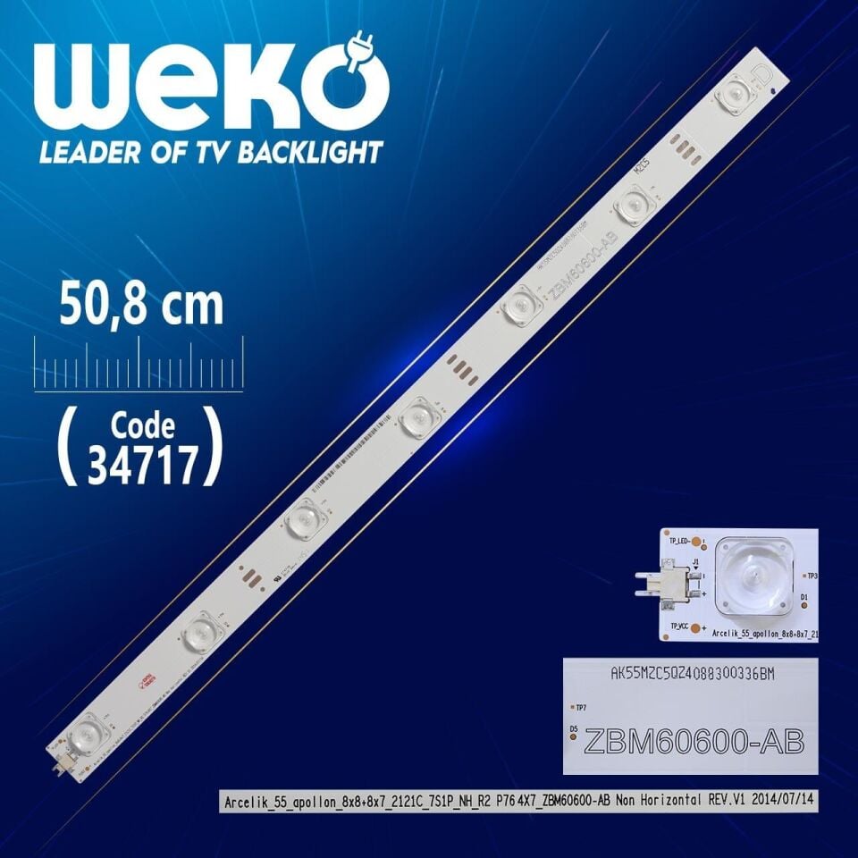 ARÇELİK _ 55 _ APOLLON _ 8X8+8X7_2121C_7S1P_NH_R2 P76 - 50.8 Cm 7 Ledli - WK-045 Led Tv Bar