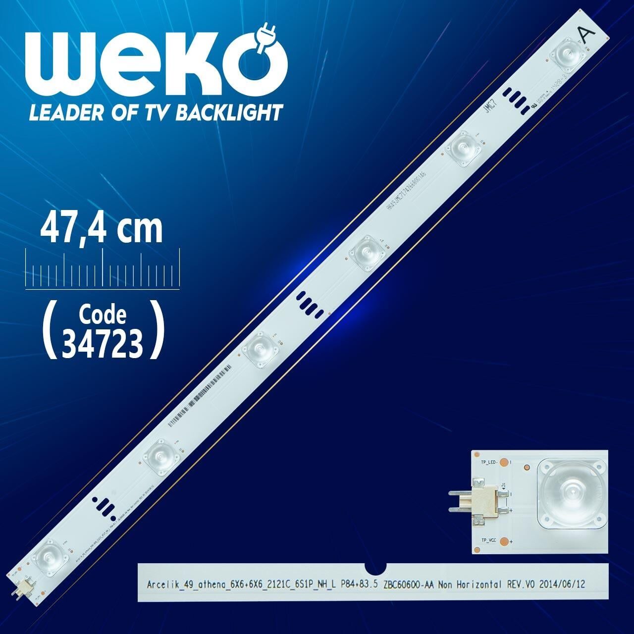 ARCELİK_49_ATHENA_6X6+6X6_2121C_6S1P_NH_L P84+83.5 ZBC60600-AA - 47.4 Cm 6 Ledli - WK-017 Led Tv Bar