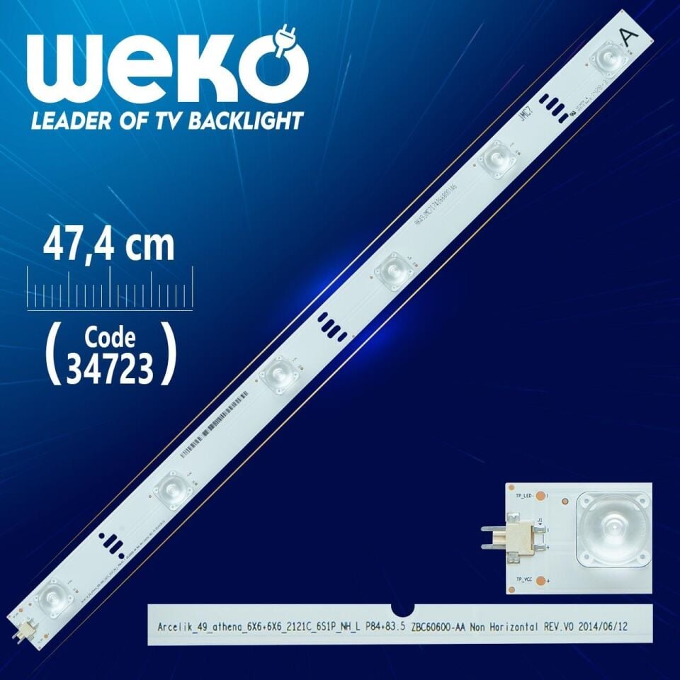 ARCELİK_49_ATHENA_6X6+6X6_2121C_6S1P_NH_L P84+83.5 ZBC60600-AA - 47.4 Cm 6 Ledli - WK-017 Led Tv Bar