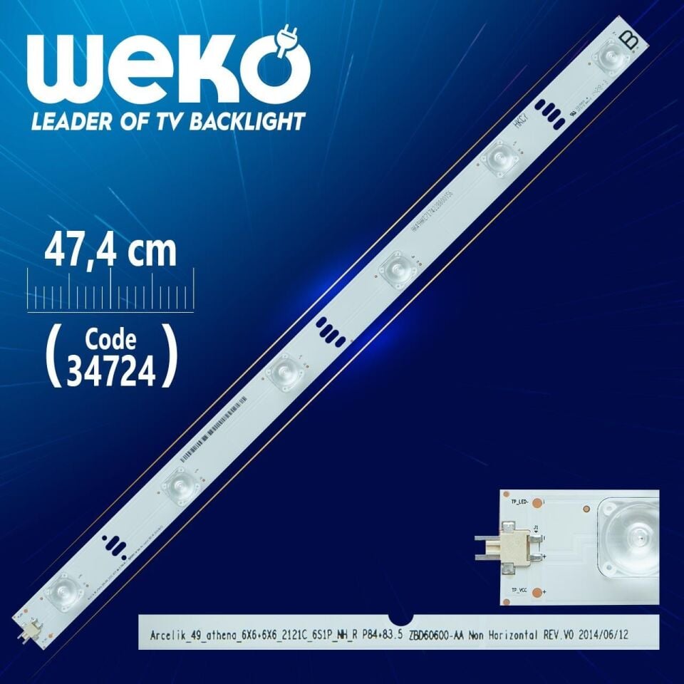 ARCELİK_49_ATHENA_6X6+6X6_2121C_6S1P_NH_R P84+83.5 - ZBD60600-AA - 47.4 Cm 6 Ledli - WK-18 Led Tv Bar