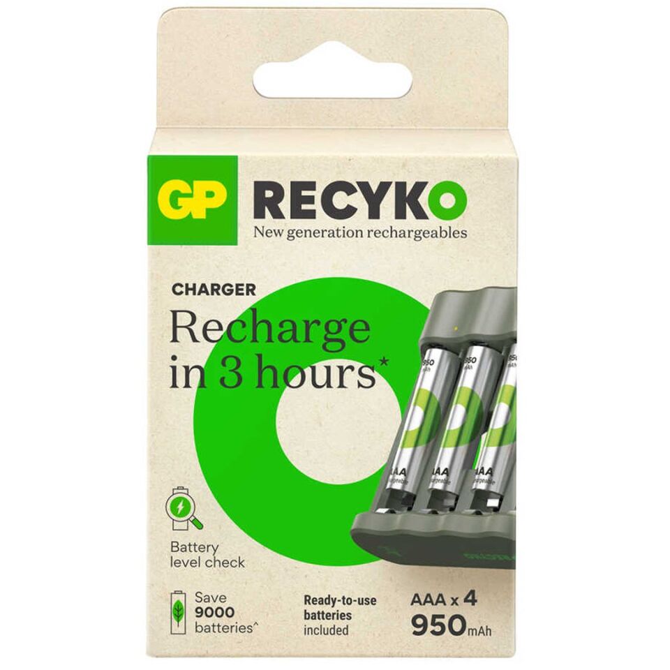 Gp Recyko B441 4x 950 mAh AAA İnce Kalem Pilli Şarj Cihazı