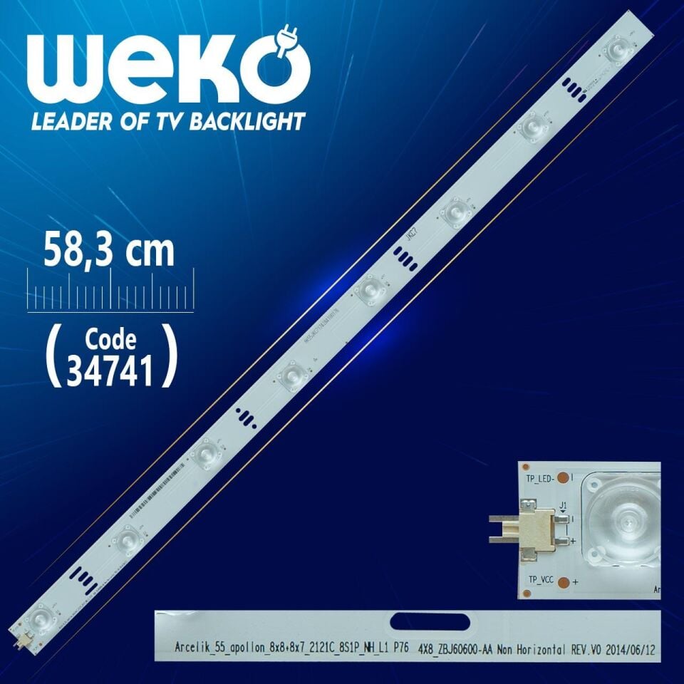 Arcelik_55_Apollon_8X8+8X7_2121C_8S1P_Nh_L1 P76 4X8 Zbj60600-Aa - 58.3 Cm 8 Ledli - (Wk-42)