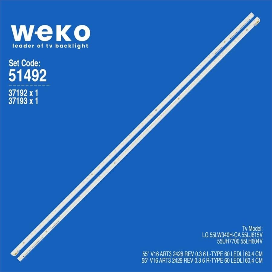 Wkset-6492 37192X1 37193X1 55 V16 Art3 2428/2429  2 Adet Led Bar (60Led)