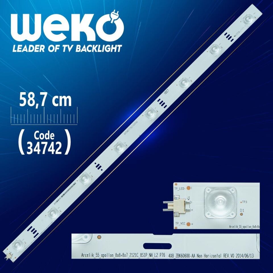 Arcelik_55_Apollon_8X8+8X7_2121C_8S1P_Nh_L2 P76 4X8 Zbk60600-Aa - 58.7 Cm 8 Ledli - (Wk-043)