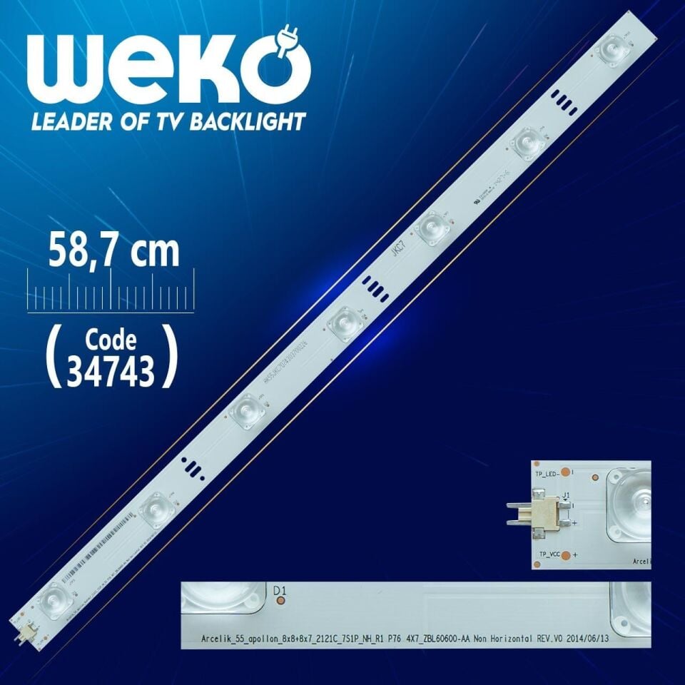 ARCELİK_55_APOLLON_8X8+8X7_2121C_8S1P_NH_L2 P76 4X8 ZBL60600-AA - 58.7 Cm 8 Ledli - WK-044 Led Tv Bar