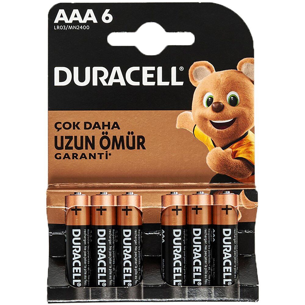 Duracell Basic Alkalin AAA İnce Kalem Pil (6'lı Paket)