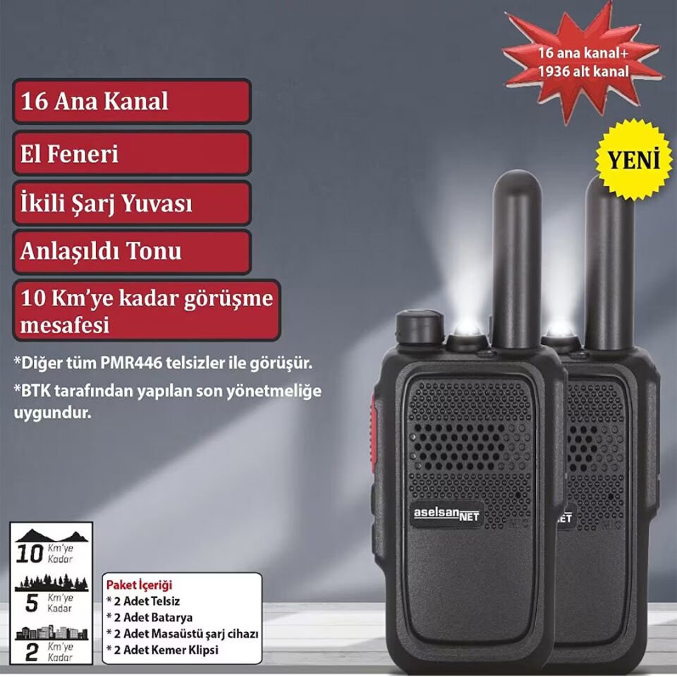 Aselsan Pm-580 Pmr Şarj Dahil İkili El Telsizi