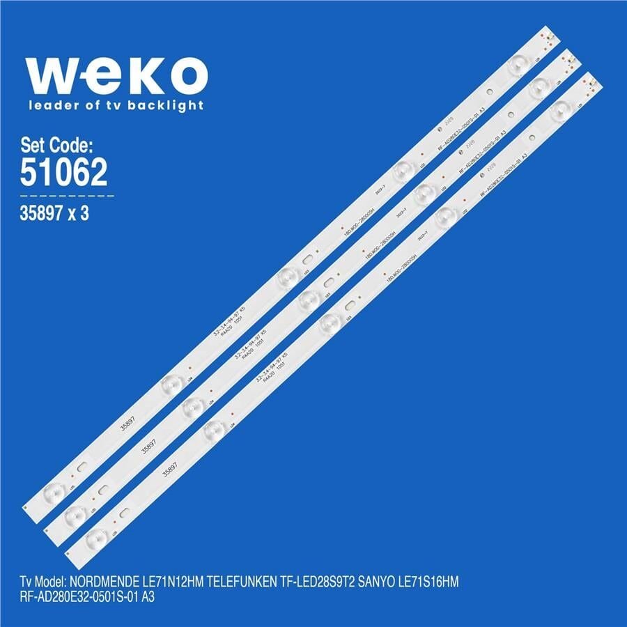 Wkset-6062 35897X3 Rf-Ad280e32-0501S-01 A4 - 180.Dt0-281200-0H 3 Adet Led Bar