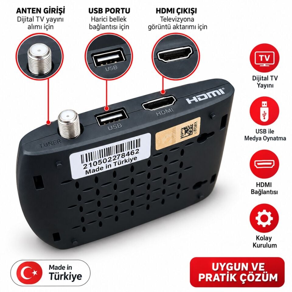 Wismann W2000 Full HD Dijital Mini Uydu Alıcısı