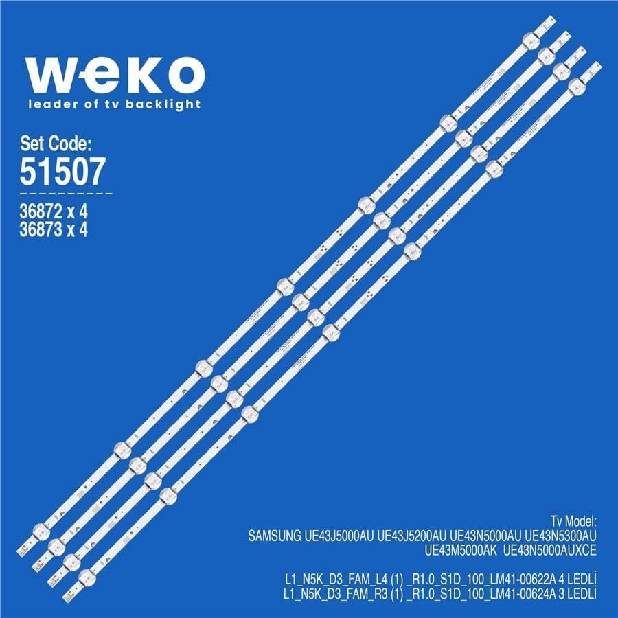 Wkset-6507 36872X4 36873X4  L1_N5K_D3_Fam_L4/R3 4 Adet Birleştirilmiş Led Kod 4 Adet Led Bar