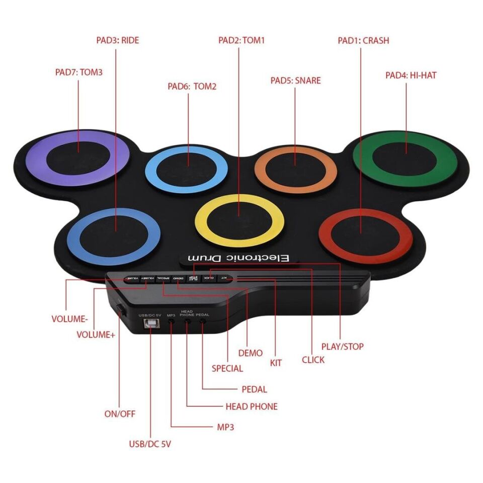 MagicVoice G3002 Elektronik Bateri Roll UP Davul Matı Kiti