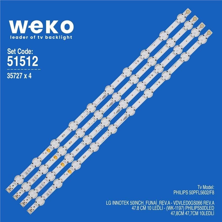 Wkset-6512 35727X4  Lg Innotek 50Inch_Funai_Rev.A 4 Adet Led Bar