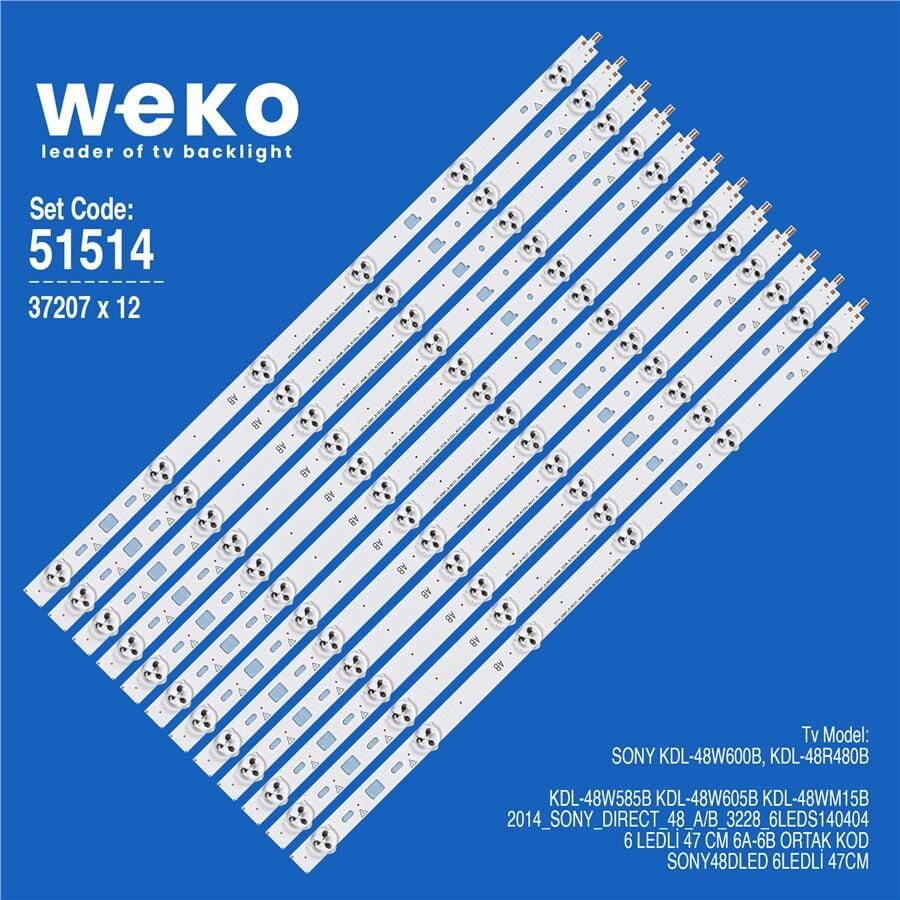 Wkset-6514 37207X12 2014_Sony_Dırect_48_A/B_3228_6Leds140404 12 Adet Led Bar